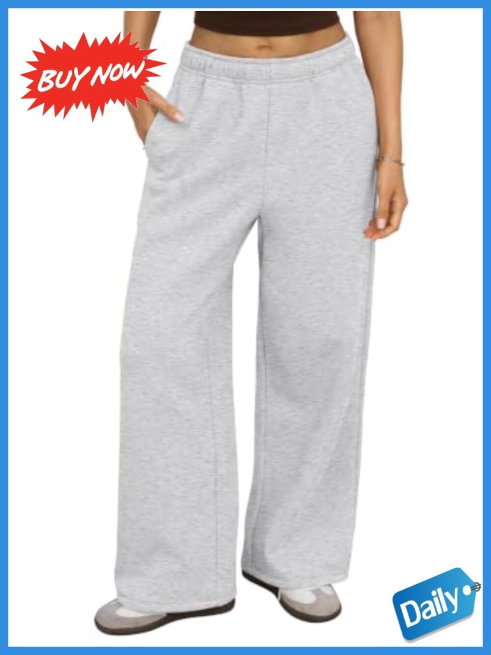 Wide Leg Fleece Lined Sweatpants Baggy Lounge Pants Cotton Polyester